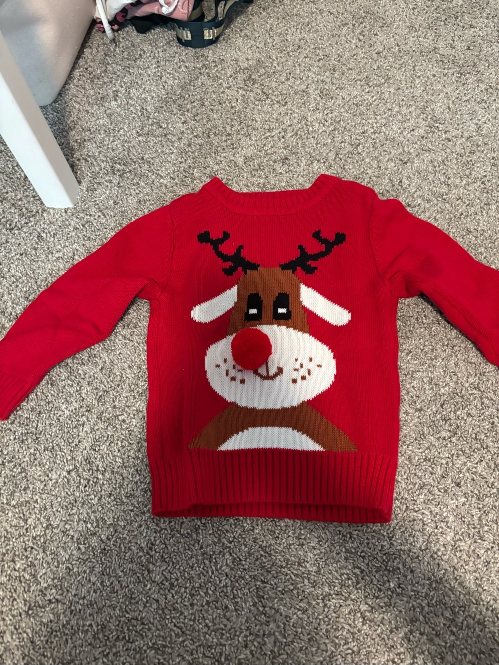 Kids Red Reindeer Holiday Sweater